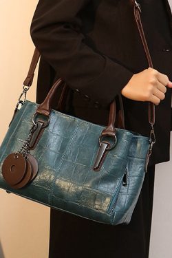 Unique Black Zippered Patchwork Faux Leather Messenger Bag