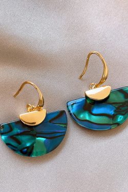 Unique Blue Copper Aalloy Sector Drop Earrings