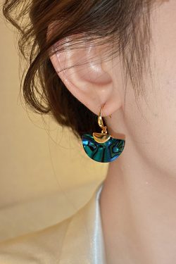 Unique Blue Copper Aalloy Sector Drop Earrings