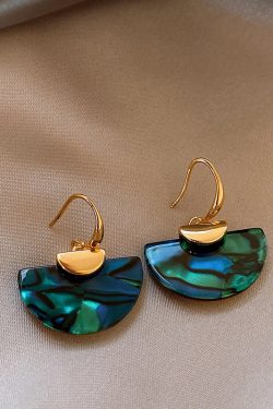 Unique Blue Copper Aalloy Sector Drop Earrings