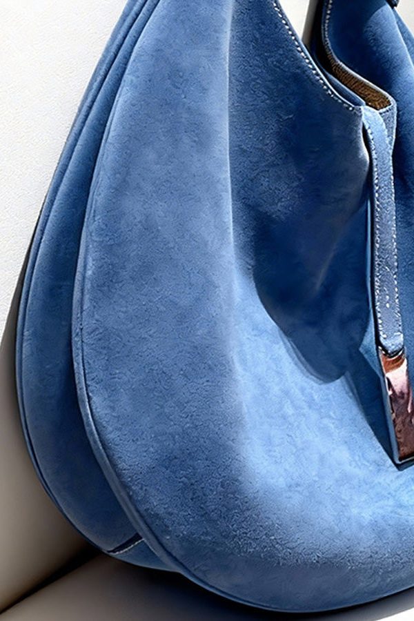 Unique Blue Large Capacity Suede Shoulder Bag