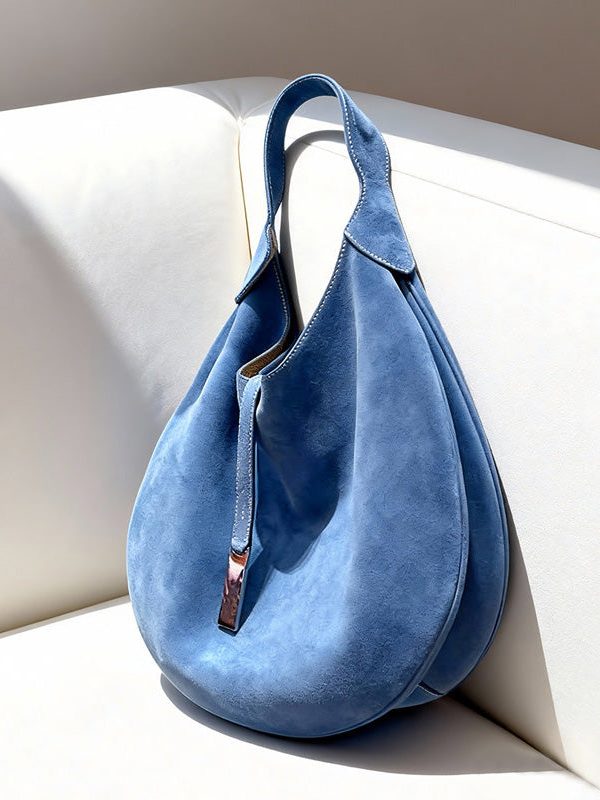 Unique Blue Large Capacity Suede Shoulder Bag