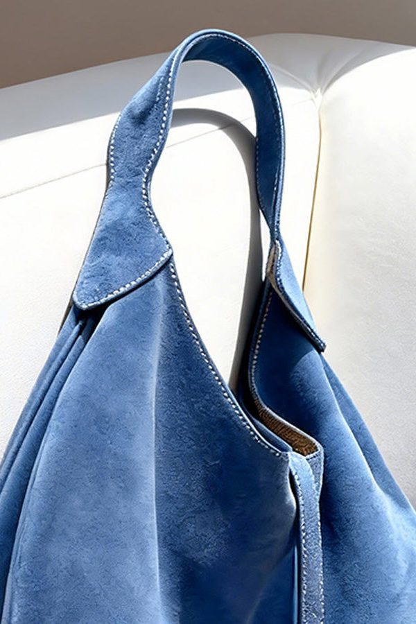 Unique Blue Large Capacity Suede Shoulder Bag