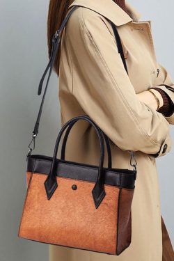 Unique Brown Solid Paintings Calf Leather Satchel Handbag