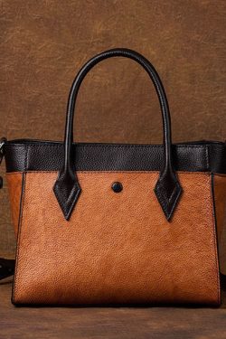 Unique Brown Solid Paintings Calf Leather Satchel Handbag
