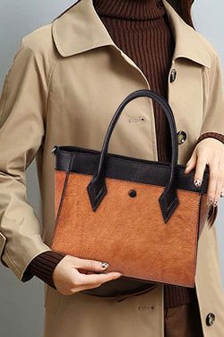 Unique Brown Solid Paintings Calf Leather Satchel Handbag