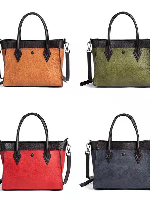 Unique Brown Solid Paintings Calf Leather Satchel Handbag