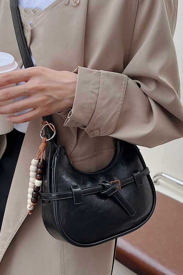 Unique Brown Tasseled Solid Durable Faux Leather Saddle Bag