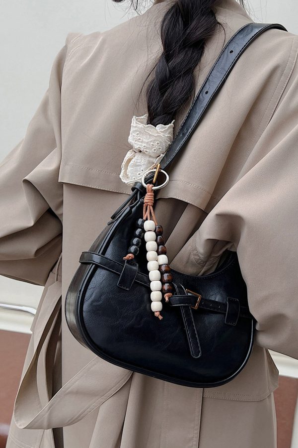 Unique Brown Tasseled Solid Durable Faux Leather Saddle Bag