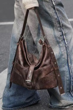 Unique Brown Versatile Calf Leather Satchel Handbag
