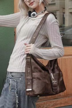 Unique Brown Versatile Calf Leather Satchel Handbag