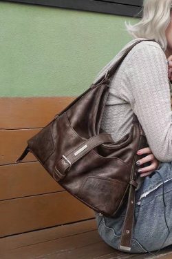 Unique Brown Versatile Calf Leather Satchel Handbag