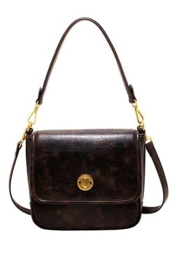 Unique Brown Wrinkled Faux Leather Versatile Micro Bag
