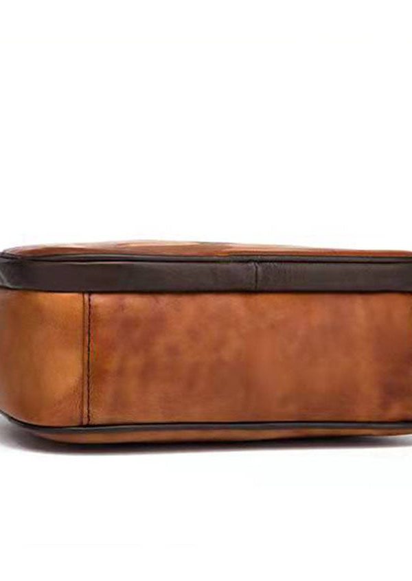 Unique Chocolate animal Paitings Calf Leather Tote Handbag