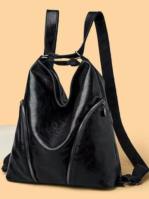 Unique Chocolate Large Capacity Faux Leather Satchel Backpack Handbag