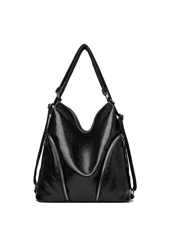 Unique Chocolate Large Capacity Faux Leather Satchel Backpack Handbag