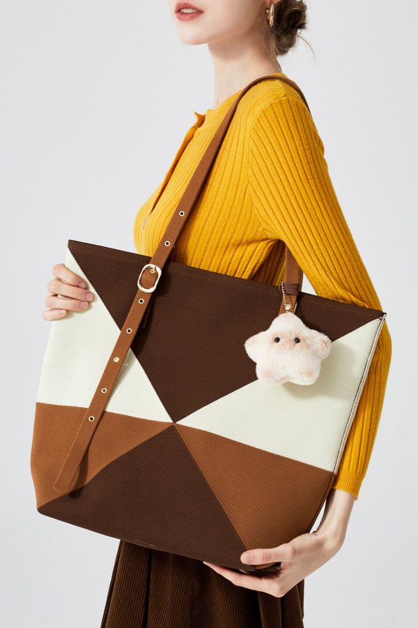 Unique Colorblock Solid Durable Large Capacity Cotton Shoulder Bags