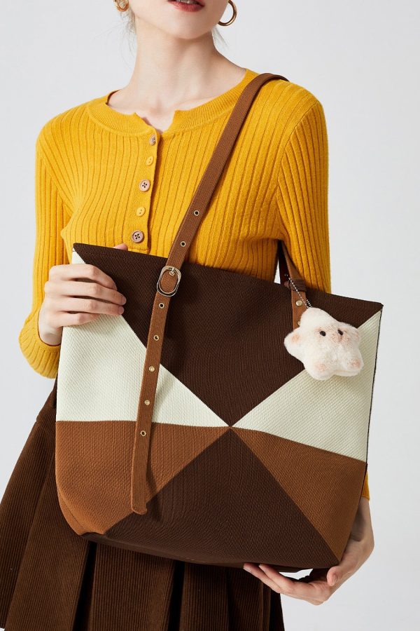 Unique Colorblock Solid Durable Large Capacity Cotton Shoulder Bags