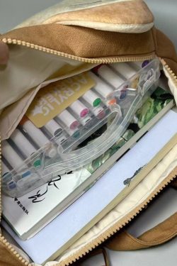 Unique Cute Khaki Cartoon Faux Leather Backpack Bag