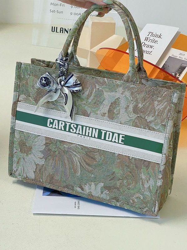 Unique Green Paitings Patchwork Canvas Satchel Handbag