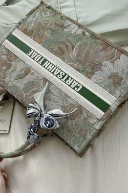 Unique Green Paitings Patchwork Canvas Satchel Handbag