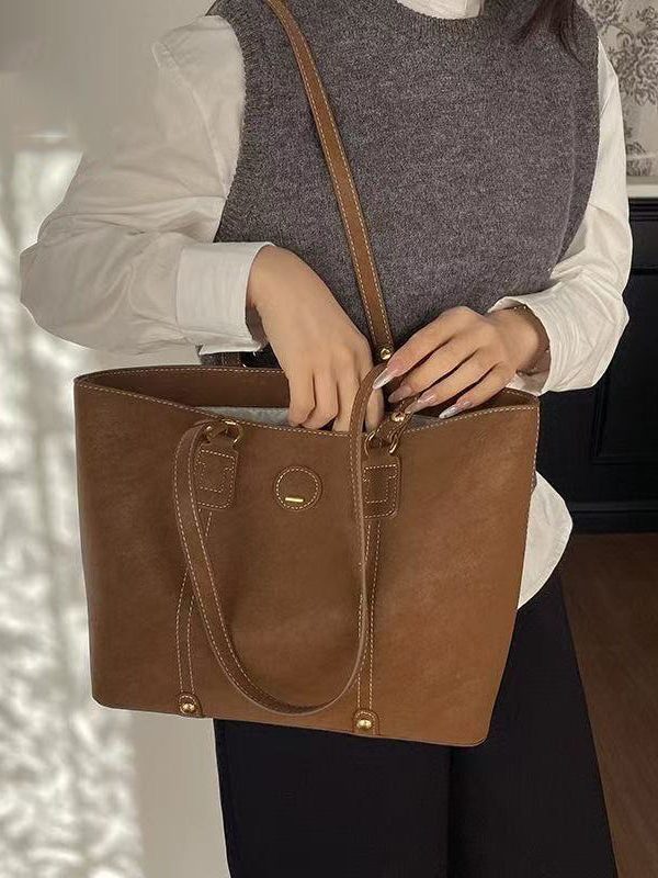 Unique Grey Solid Durable Large Capacity Faux Leather Shoulder Bags