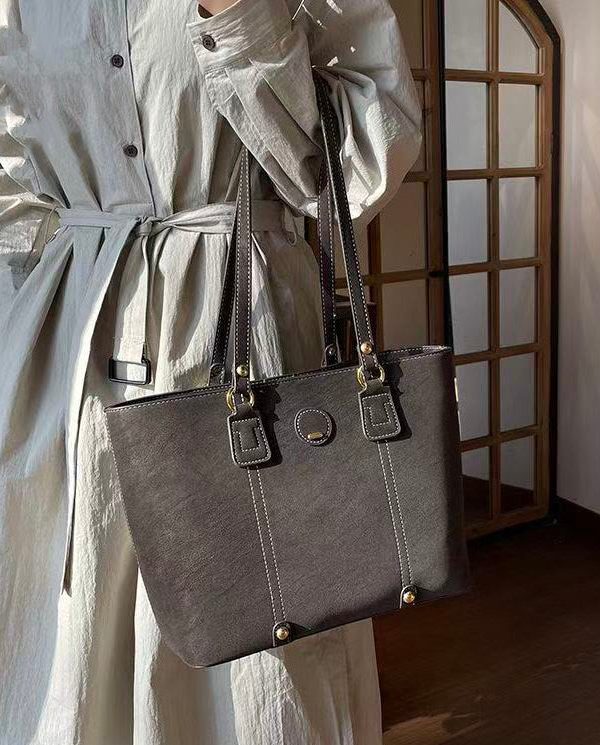 Unique Grey Solid Durable Large Capacity Faux Leather Shoulder Bags