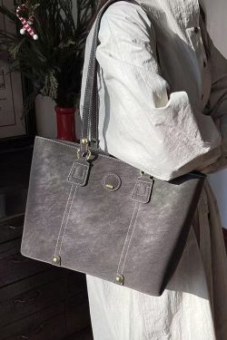 Unique Grey Solid Durable Large Capacity Faux Leather Shoulder Bags