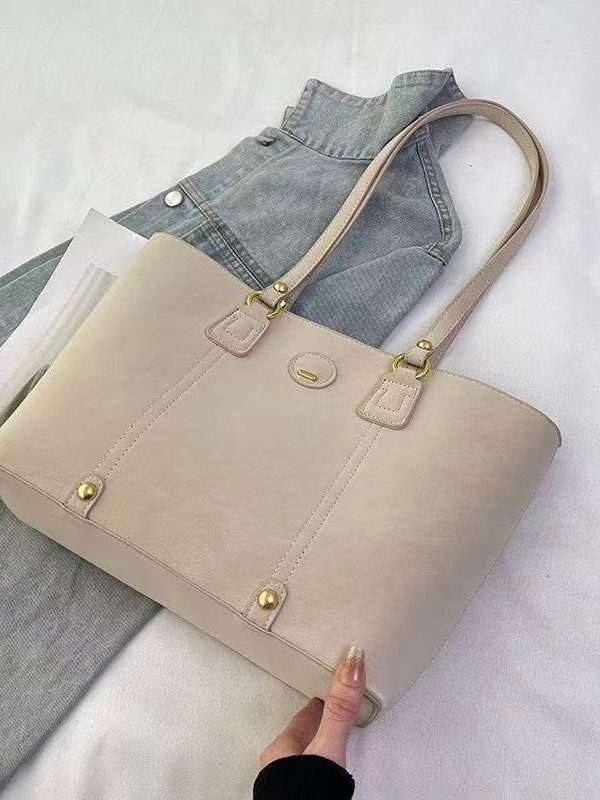 Unique Grey Solid Durable Large Capacity Faux Leather Shoulder Bags