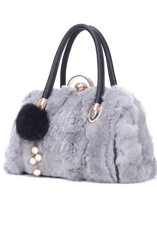 Unique Grey Versatile The Rabbit Wool Tote Handbag