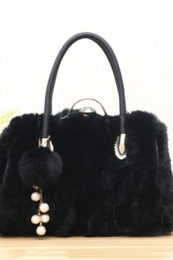 Unique Grey Versatile The Rabbit Wool Tote Handbag