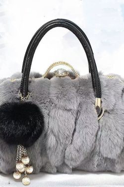 Unique Grey Versatile The Rabbit Wool Tote Handbag