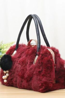 Unique Grey Versatile The Rabbit Wool Tote Handbag