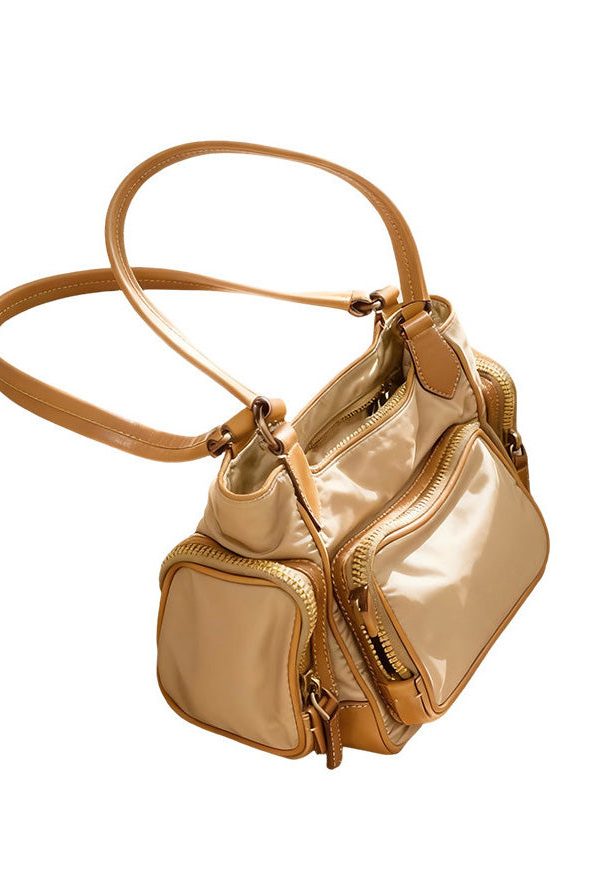 Unique Khaki Nylon Pockets Shoulder Bag
