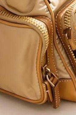 Unique Khaki Nylon Pockets Shoulder Bag