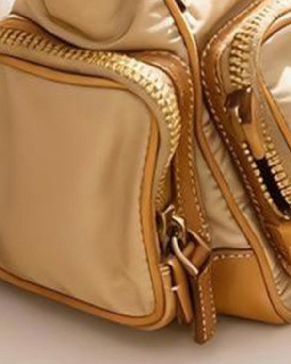 Unique Khaki Nylon Pockets Shoulder Bag