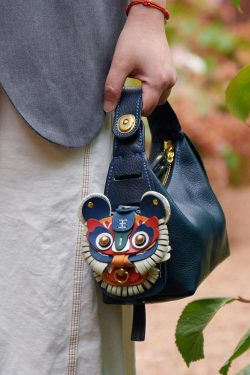 Unique Navy Asymmetrical Design Leather Tote Handbag