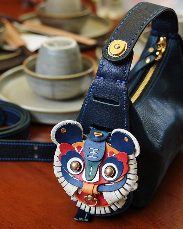 Unique Navy Asymmetrical Design Leather Tote Handbag