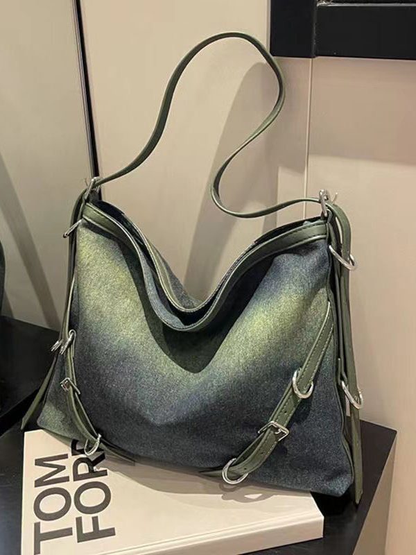 Unique Navy Versatile Large Capacity Denim Satchel Handbag