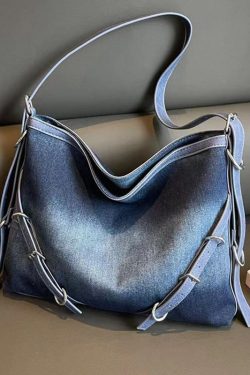 Unique Navy Versatile Large Capacity Denim Satchel Handbag