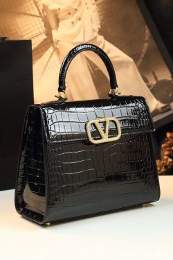 Unique Purple Embossed Solid Durable Calf Leather Tote Handbag