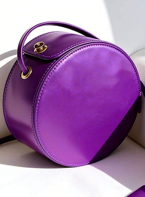 Unique Purple Rotundity Solid Durable Leather Crossbody Bag