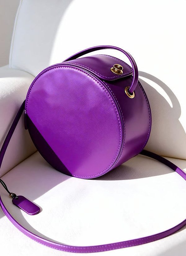 Unique Purple Rotundity Solid Durable Leather Crossbody Bag