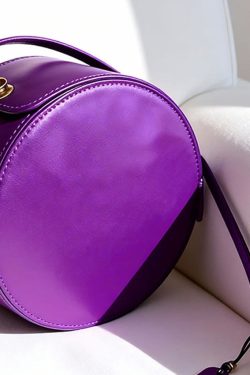 Unique Purple Rotundity Solid Durable Leather Crossbody Bag