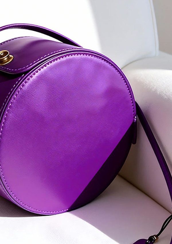 Unique Purple Rotundity Solid Durable Leather Crossbody Bag