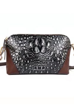 Unique Red Crocodile pattern Paitings Calf Leather Satchel Handbag