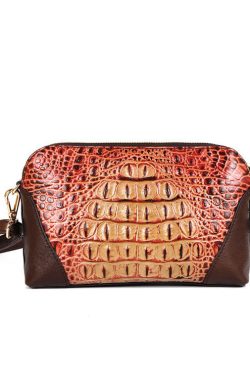 Unique Red Crocodile pattern Paitings Calf Leather Satchel Handbag