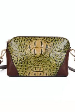 Unique Red Crocodile pattern Paitings Calf Leather Satchel Handbag
