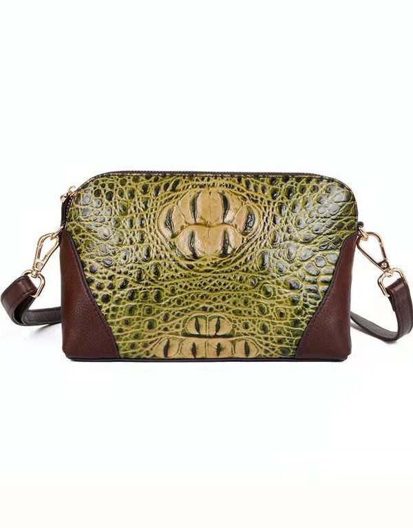 Unique Red Crocodile pattern Paitings Calf Leather Satchel Handbag