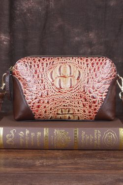 Unique Red Crocodile pattern Paitings Calf Leather Satchel Handbag